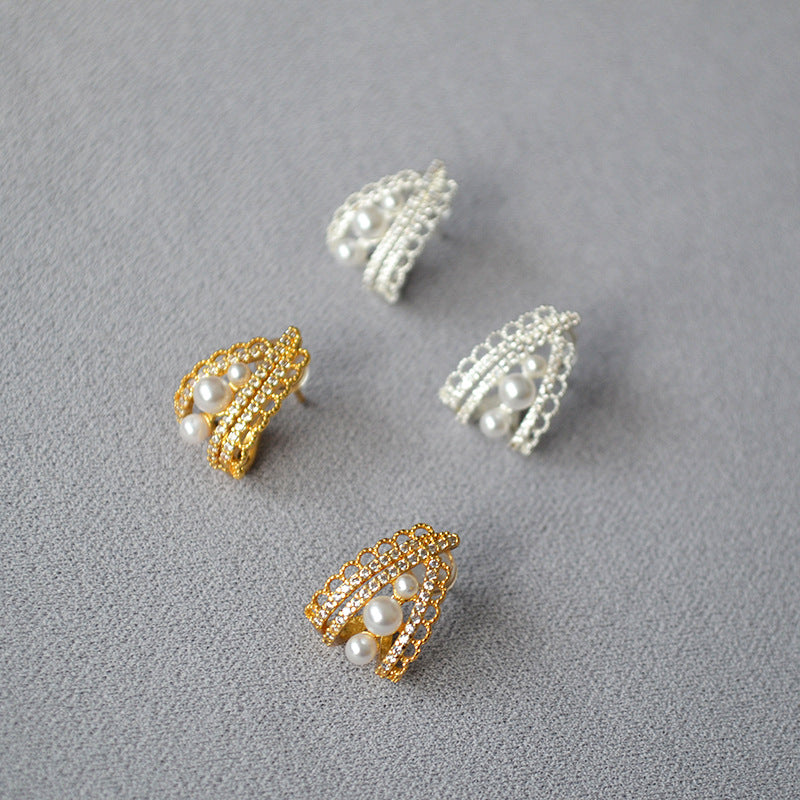 Estelle lace zirconia stud earrings