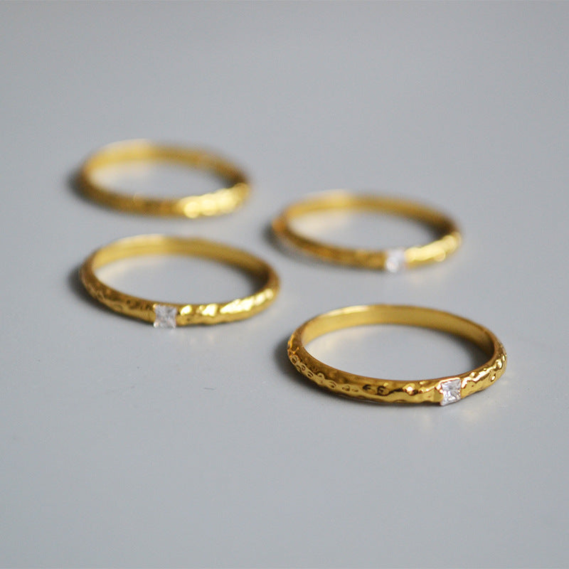 Mira hammered zirconia ring