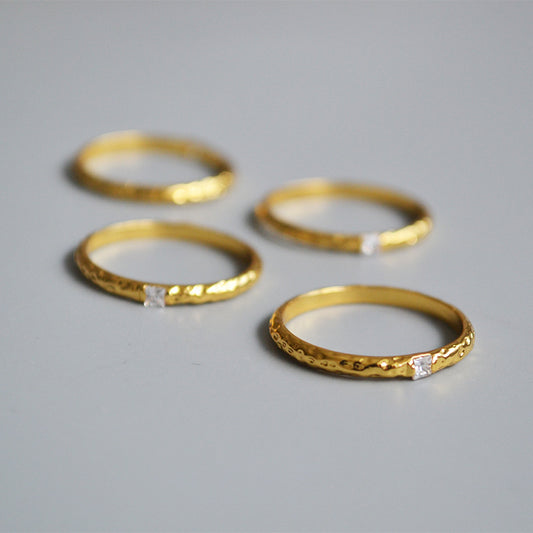 Mira hammered zirconia ring