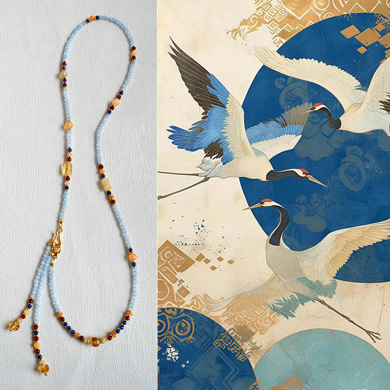 Liora natural stone tassel necklace