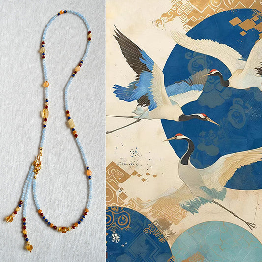 Liora natural stone tassel necklace
