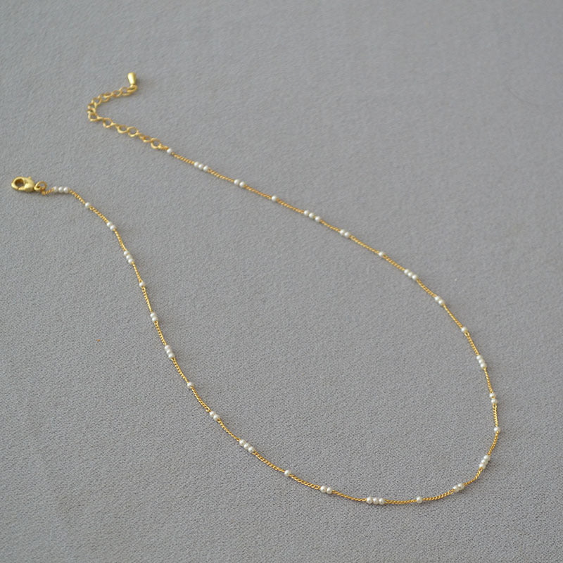 Lumi faux pearl delicate chain necklace
