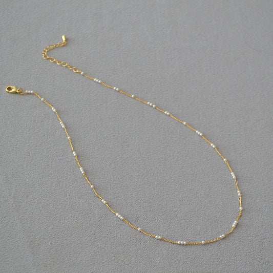 Lumi faux pearl delicate chain necklace