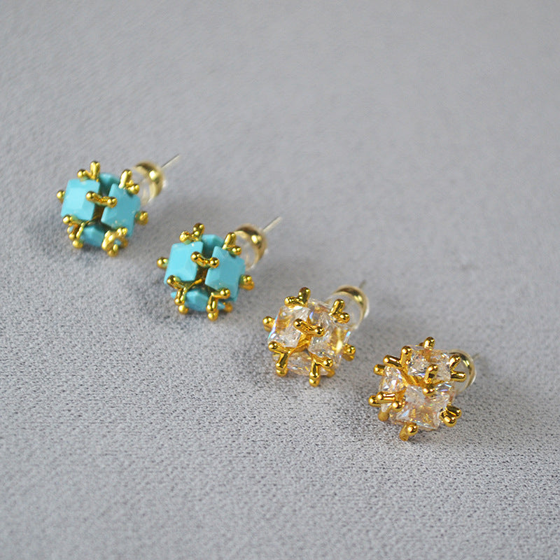 Seren zirconia bloom stud earrings